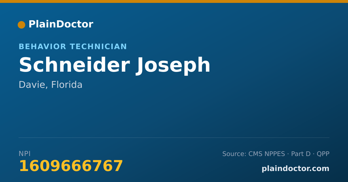 Shareable card for Schneider Joseph - Behavior Technician, Davie, FL