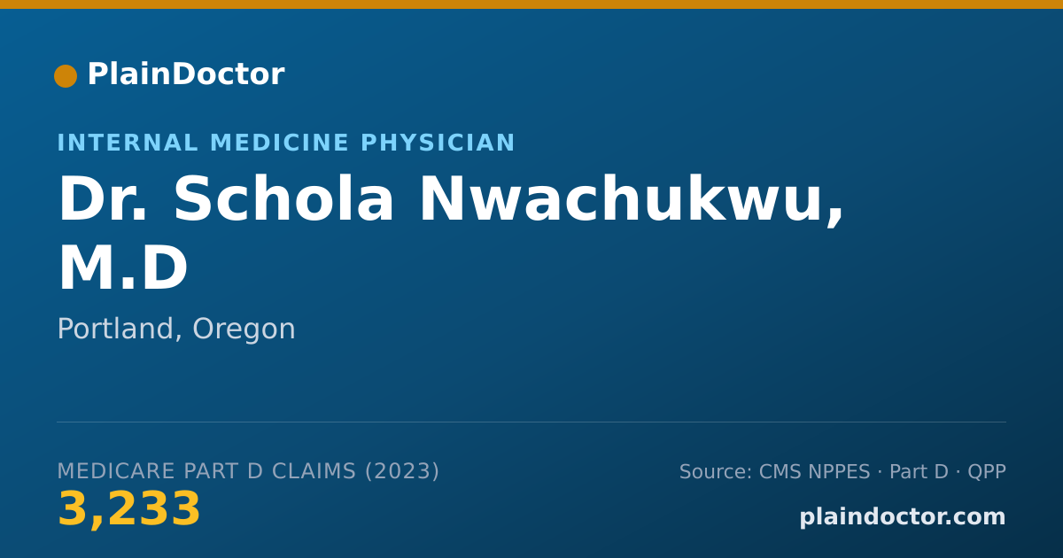 Shareable card for Schola Nwachukwu, M.D - Internal Medicine Physician, Portland, OR