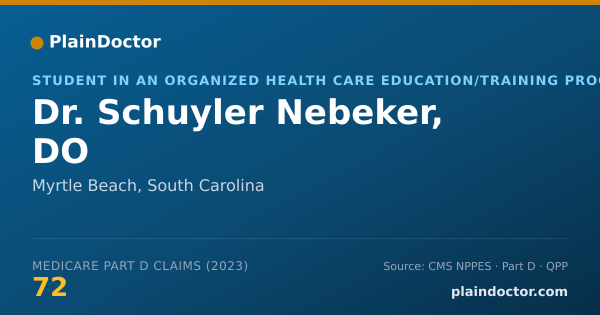 Shareable card for Schuyler Nebeker, DO - Student in an Organized Health Care Education/Training Program, Myrtle Beach, SC