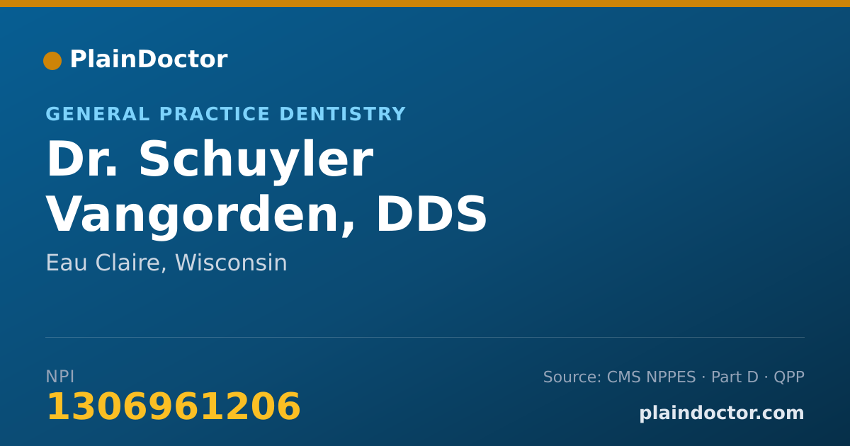Shareable card for Schuyler Vangorden, DDS - General Practice Dentistry, Eau Claire, WI
