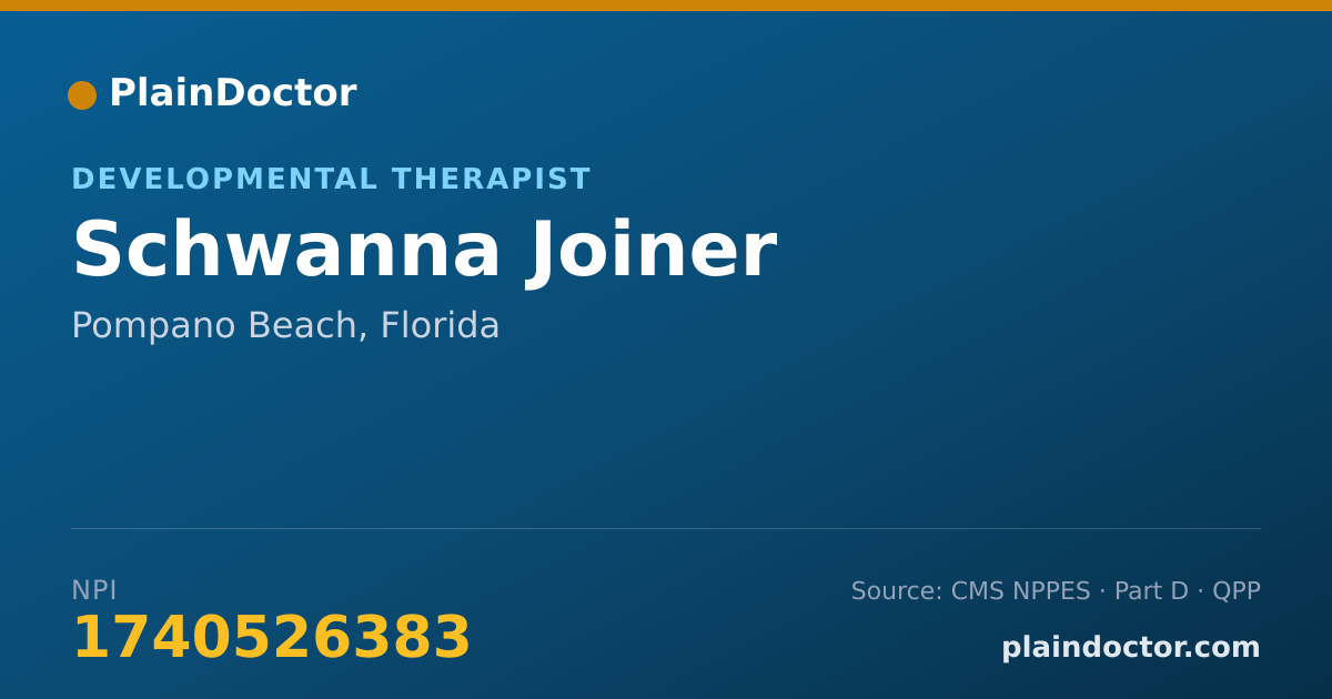 Shareable card for Schwanna Joiner - Developmental Therapist, Pompano Beach, FL