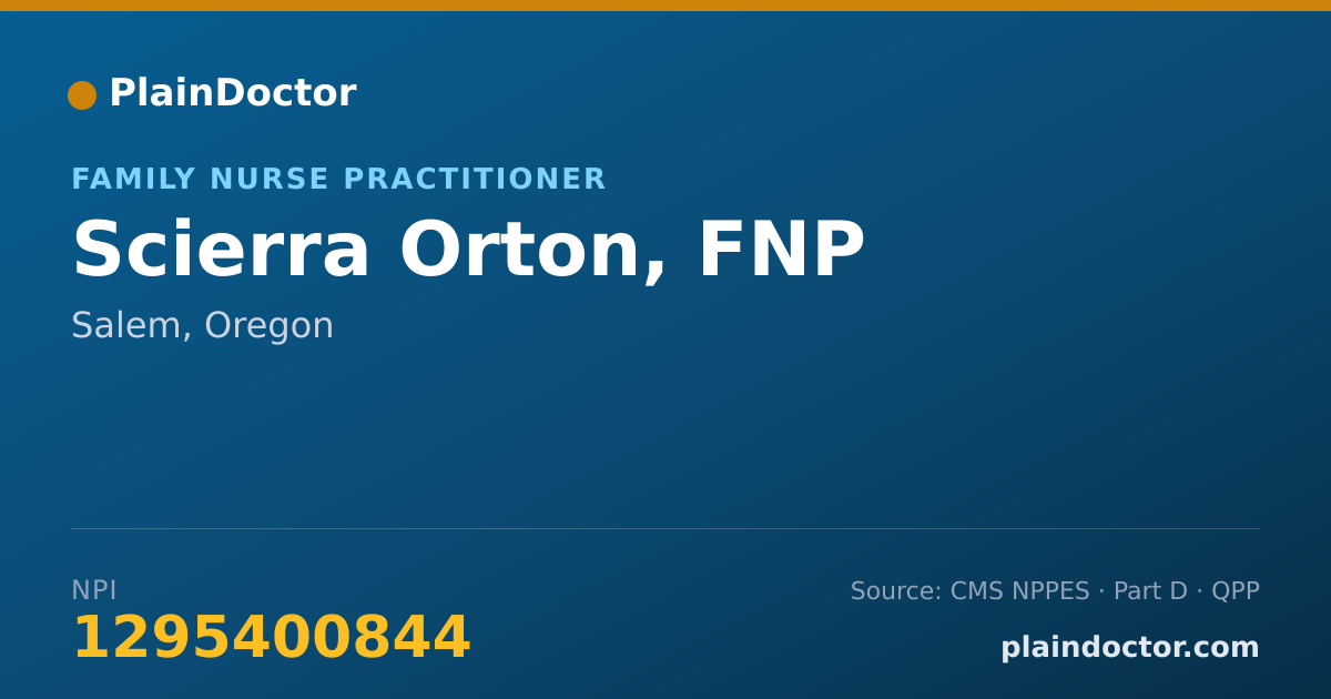 Shareable card for Scierra Orton, FNP - Family Nurse Practitioner, Salem, OR