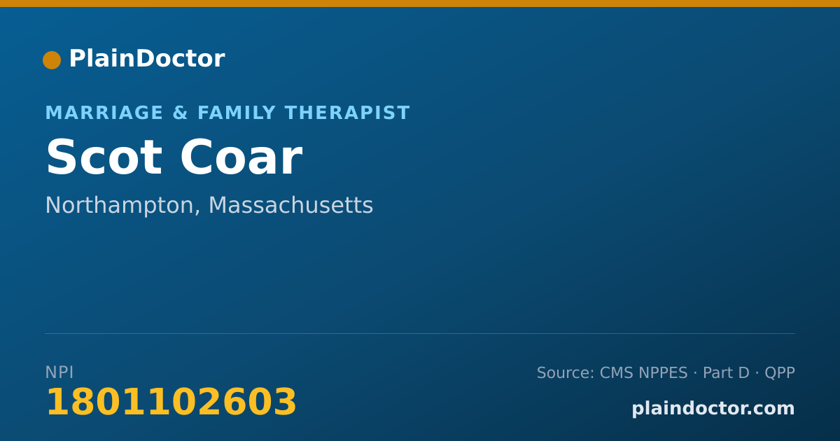 Shareable card for Scot Coar - Marriage & Family Therapist, Northampton, MA
