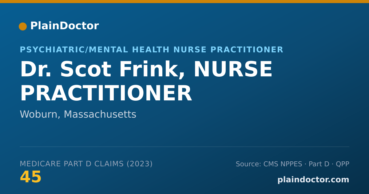 Shareable card for Scot Frink, NURSE PRACTITIONER - Psychiatric/Mental Health Nurse Practitioner, Woburn, MA