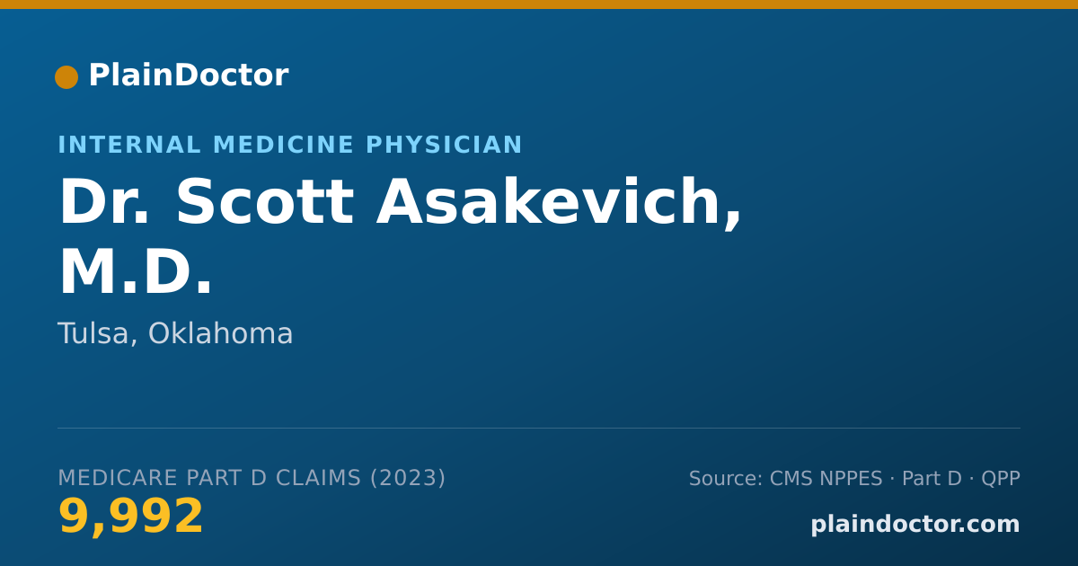 Shareable card for Scott Asakevich, M.D. - Internal Medicine Physician, Tulsa, OK