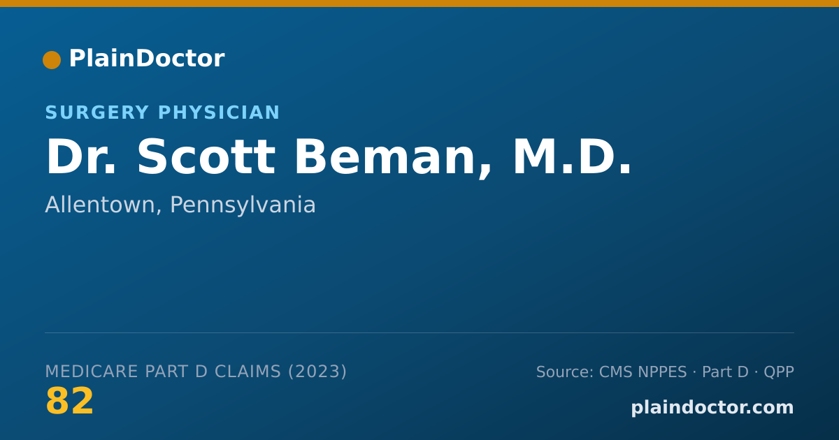 Shareable card for Scott Beman, M.D. - Surgery Physician, Allentown, PA