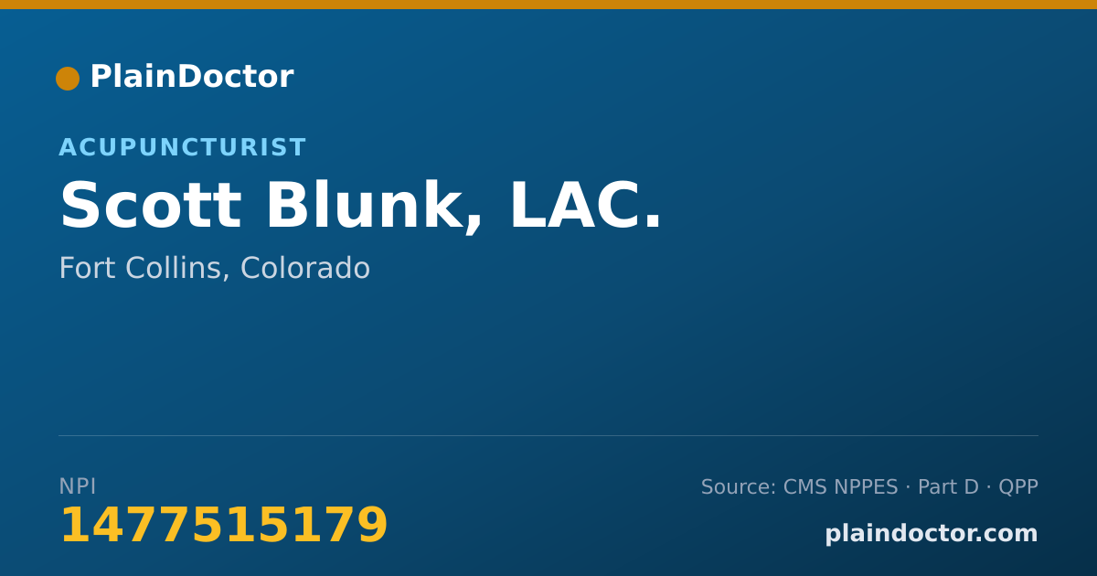 Shareable card for Scott Blunk, LAC. - Acupuncturist, Fort Collins, CO