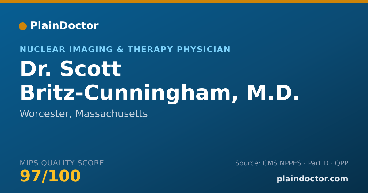 Shareable card for Scott Britz-Cunningham, M.D. PHD - Nuclear Imaging & Therapy Physician, Worcester, MA