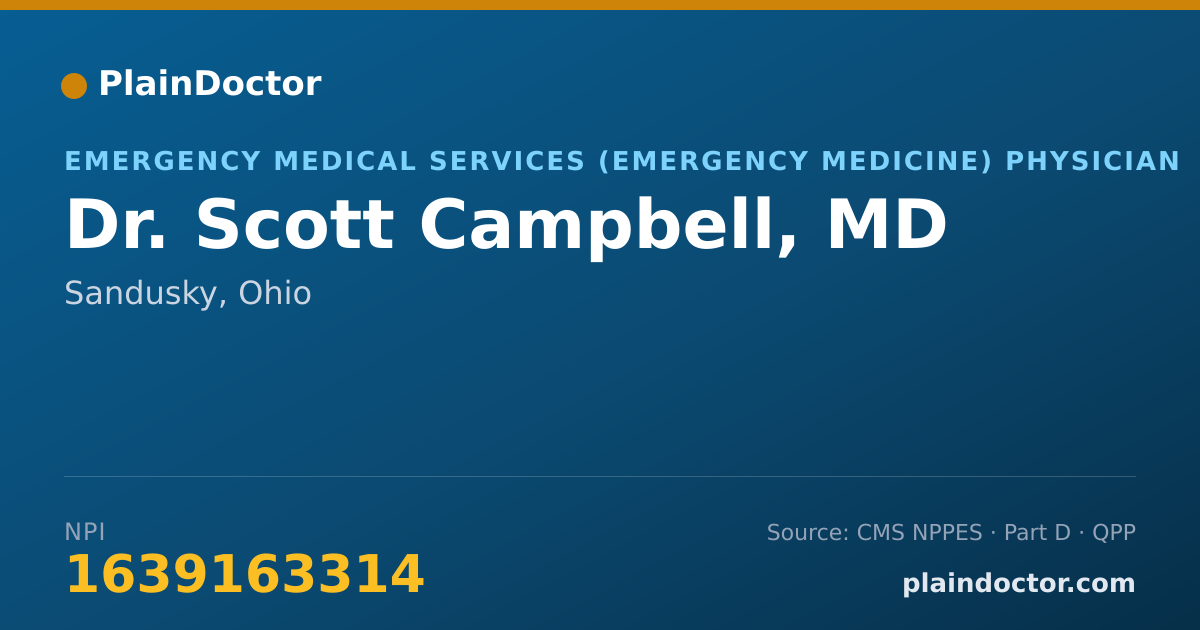 Shareable card for Scott Campbell, MD - Emergency Medical Services (Emergency Medicine) Physician, Sandusky, OH