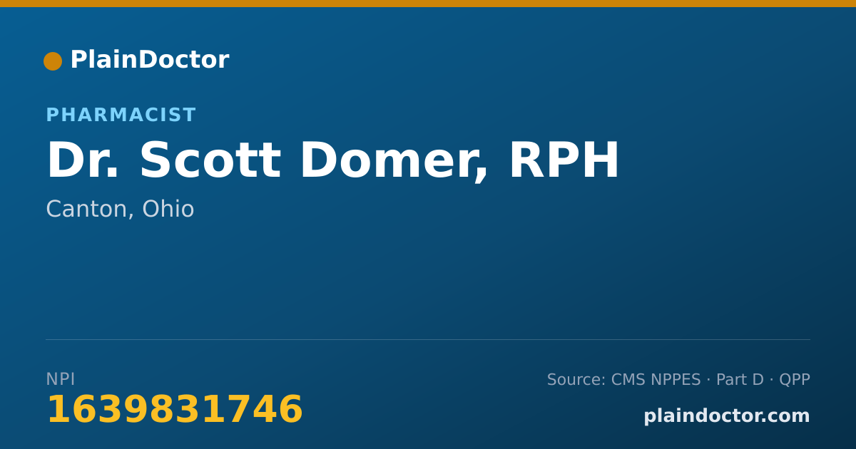 Shareable card for Scott Domer, RPH - Pharmacist, Canton, OH