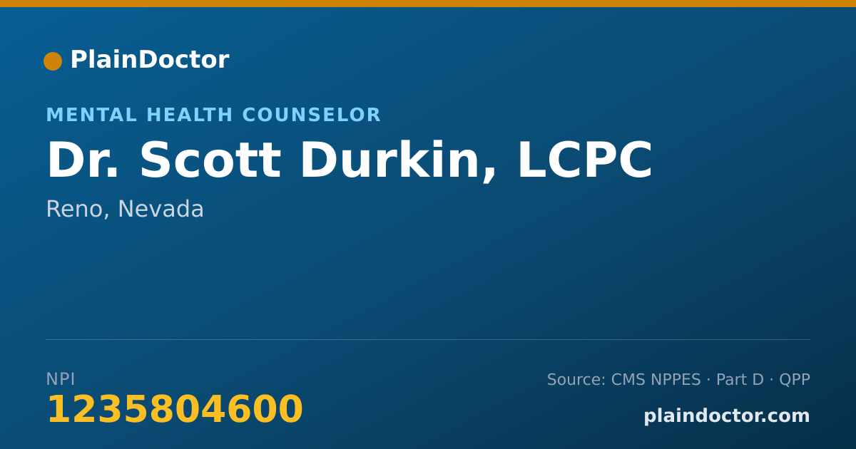Shareable card for Scott Durkin, LCPC - Mental Health Counselor, Reno, NV