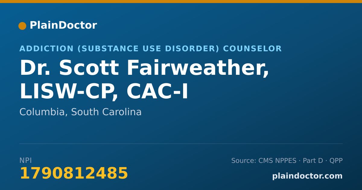 Shareable card for Scott Fairweather, LISW-CP, CAC-I - Addiction (Substance Use Disorder) Counselor, Columbia, SC