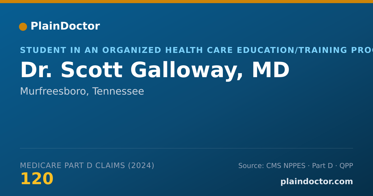 Shareable card for Scott Galloway, MD - Student in an Organized Health Care Education/Training Program, Murfreesboro, TN