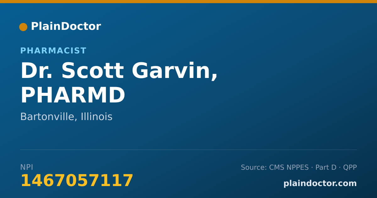 Shareable card for Scott Garvin, PHARMD - Pharmacist, Bartonville, IL