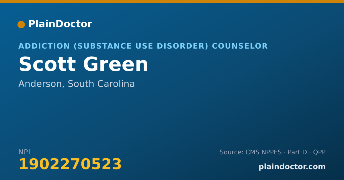 Shareable card for Scott Green - Addiction (Substance Use Disorder) Counselor, Anderson, SC