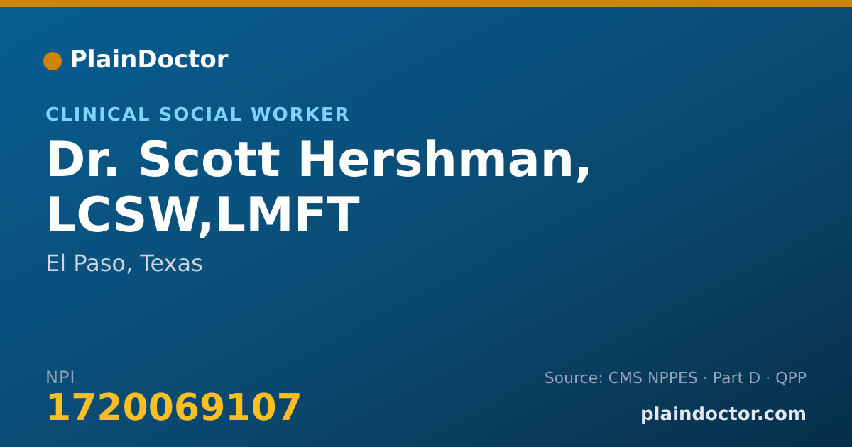 Shareable card for Scott Hershman, LCSW,LMFT - Clinical Social Worker, El Paso, TX