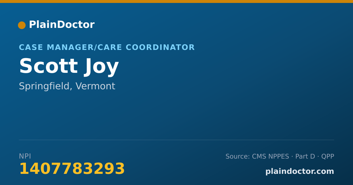 Shareable card for Scott Joy - Case Manager/Care Coordinator, Springfield, VT