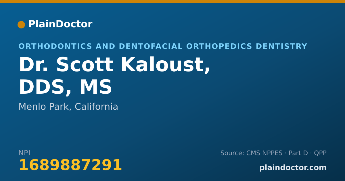 Shareable card for Scott Kaloust, DDS, MS - Orthodontics and Dentofacial Orthopedics Dentistry, Menlo Park, CA