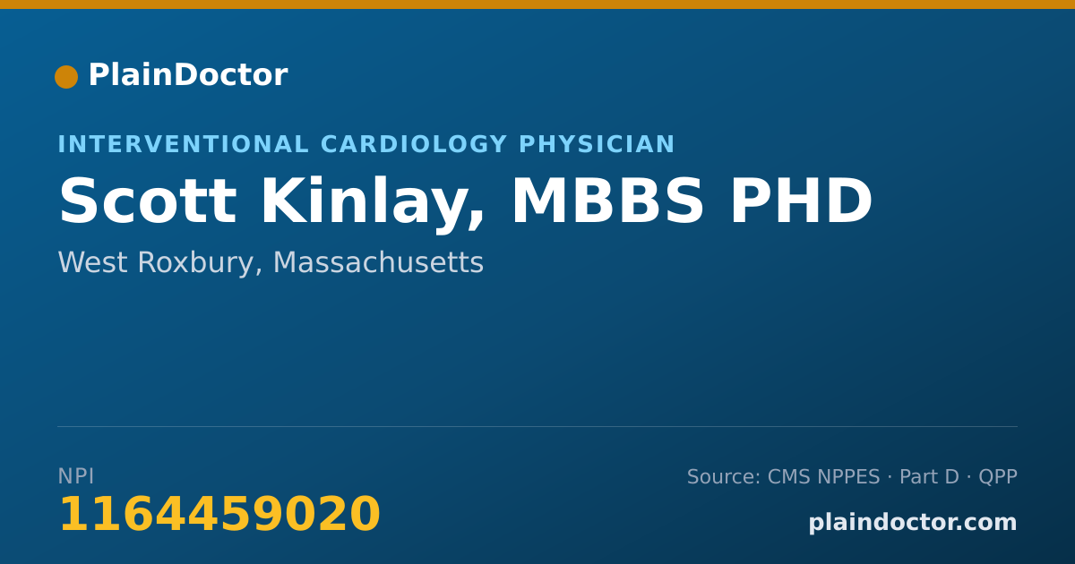 Shareable card for Scott Kinlay, MBBS PHD - Cardiovascular Disease Physician, West Roxbury, MA