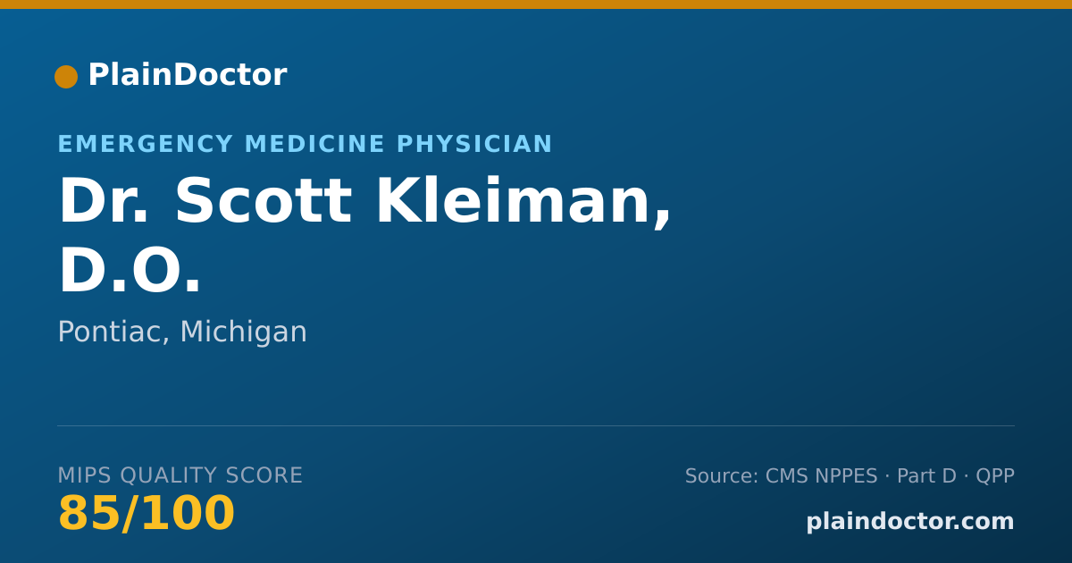 Shareable card for Scott Kleiman, D.O. - Emergency Medicine Physician, Pontiac, MI