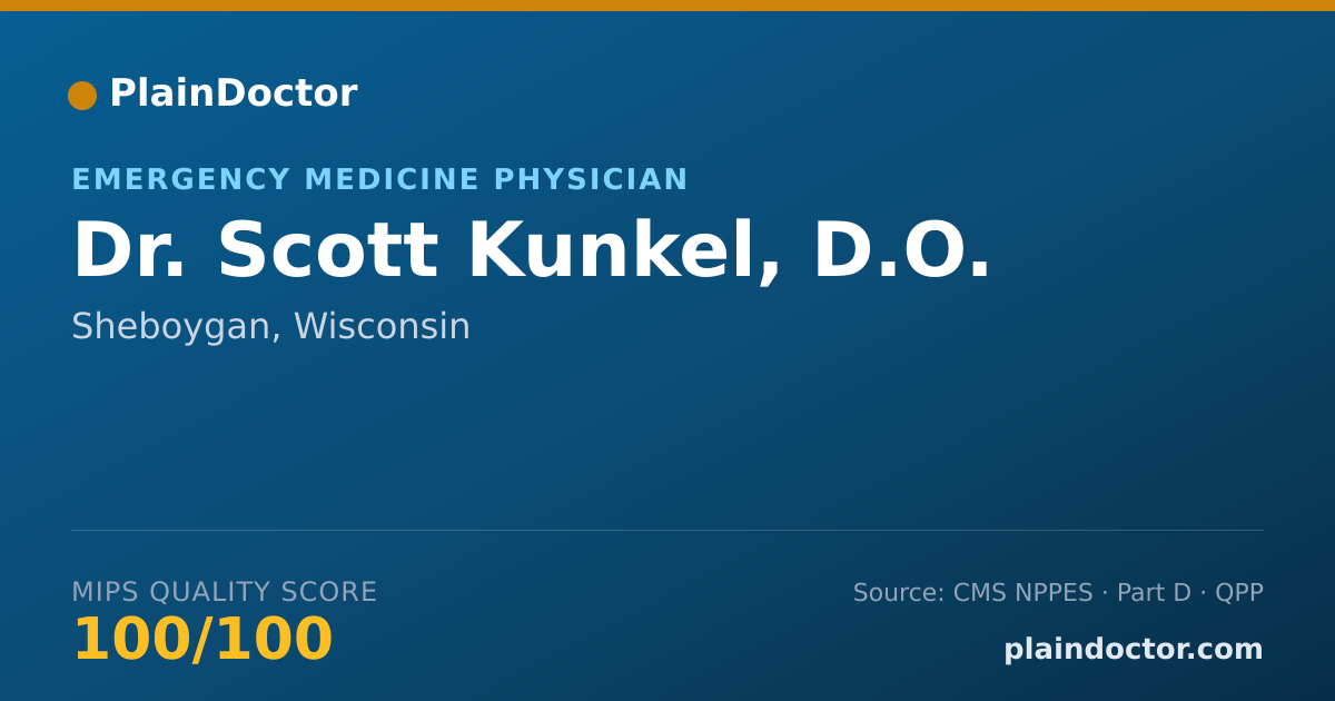 Shareable card for Scott Kunkel, D.O. - Emergency Medicine Physician, Sheboygan, WI