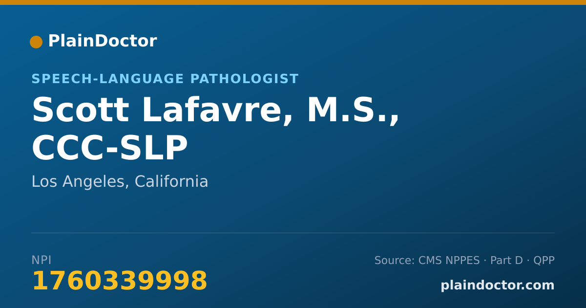 Shareable card for Scott Lafavre, M.S., CCC-SLP - Speech-Language Pathologist, Los Angeles, CA