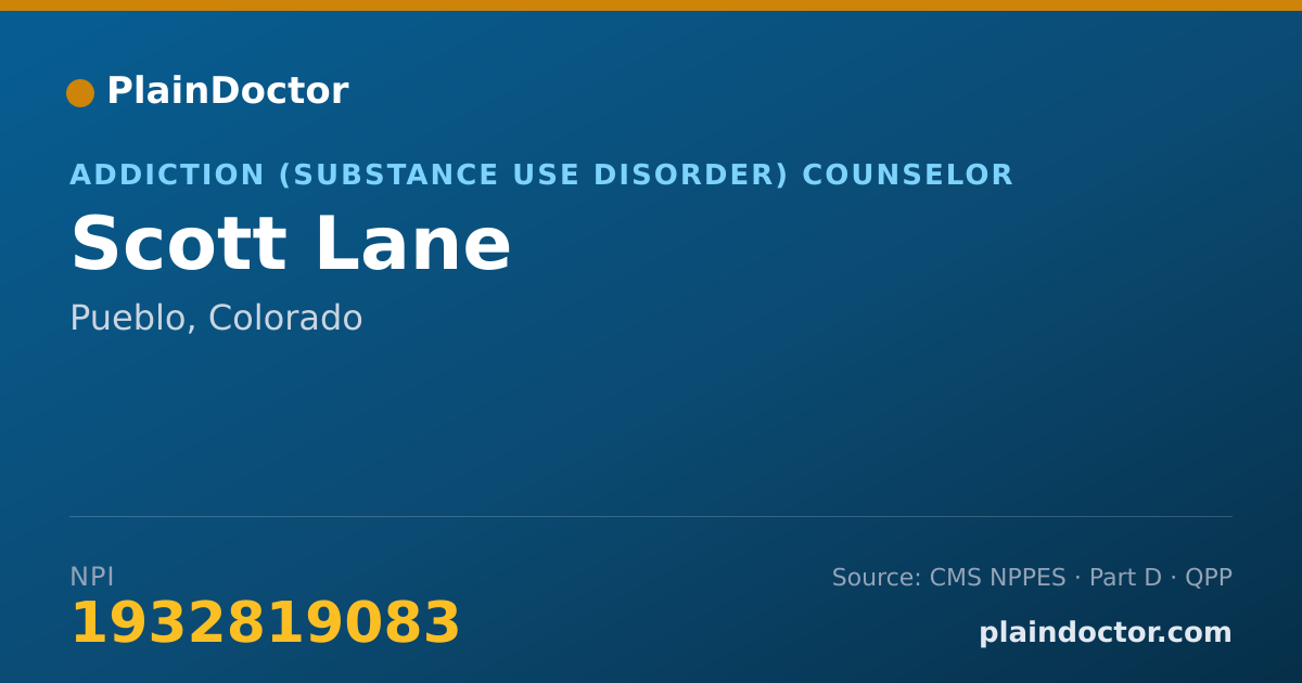Shareable card for Scott Lane - Addiction (Substance Use Disorder) Counselor, Pueblo, CO