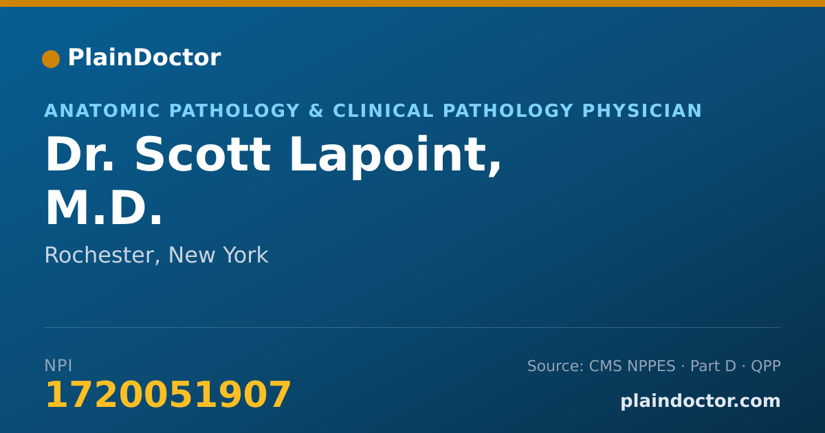 Shareable card for Scott Lapoint, M.D. - Anatomic Pathology & Clinical Pathology Physician, Rochester, NY