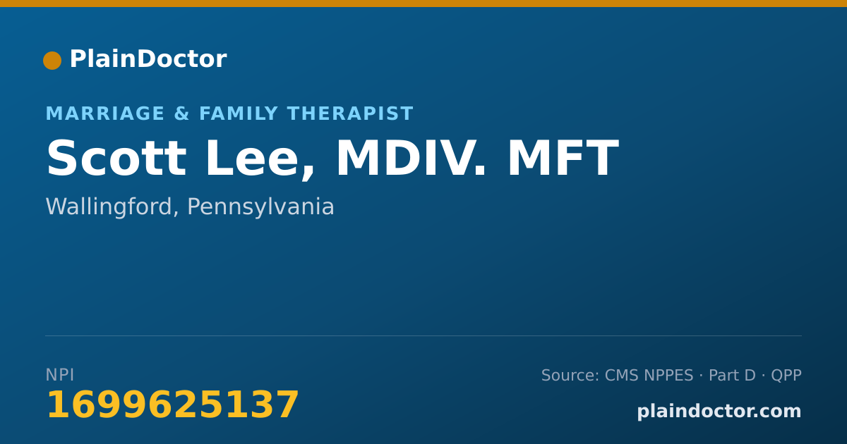 Shareable card for Scott Lee, MDIV. MFT - Marriage & Family Therapist, Wallingford, PA
