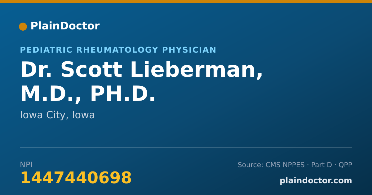 Shareable card for Scott Lieberman, M.D., PH.D. - Pediatric Rheumatology Physician, Iowa City, IA