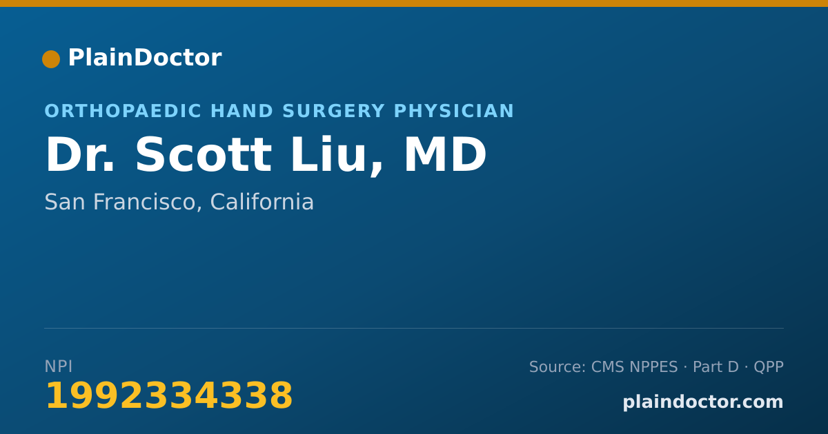 Shareable card for Scott Liu, MD - Orthopaedic Hand Surgery Physician, San Francisco, CA