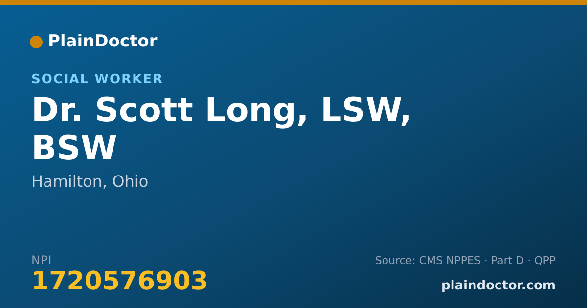 Shareable card for Scott Long, LSW, BSW - Social Worker, Hamilton, OH
