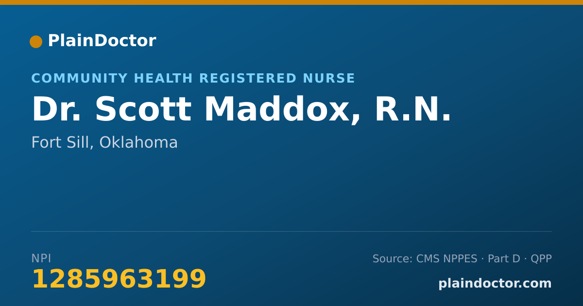 Shareable card for Scott Maddox, R.N. - Community Health Registered Nurse, Fort Sill, OK