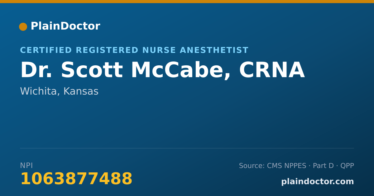 Shareable card for Scott McCabe, CRNA - Certified Registered Nurse Anesthetist, Wichita, KS