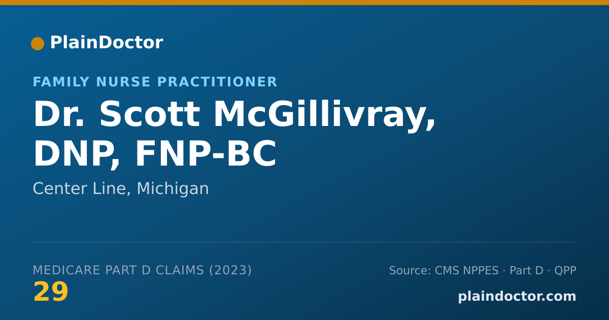Shareable card for Scott McGillivray, DNP, FNP-BC - Family Nurse Practitioner, Center Line, MI