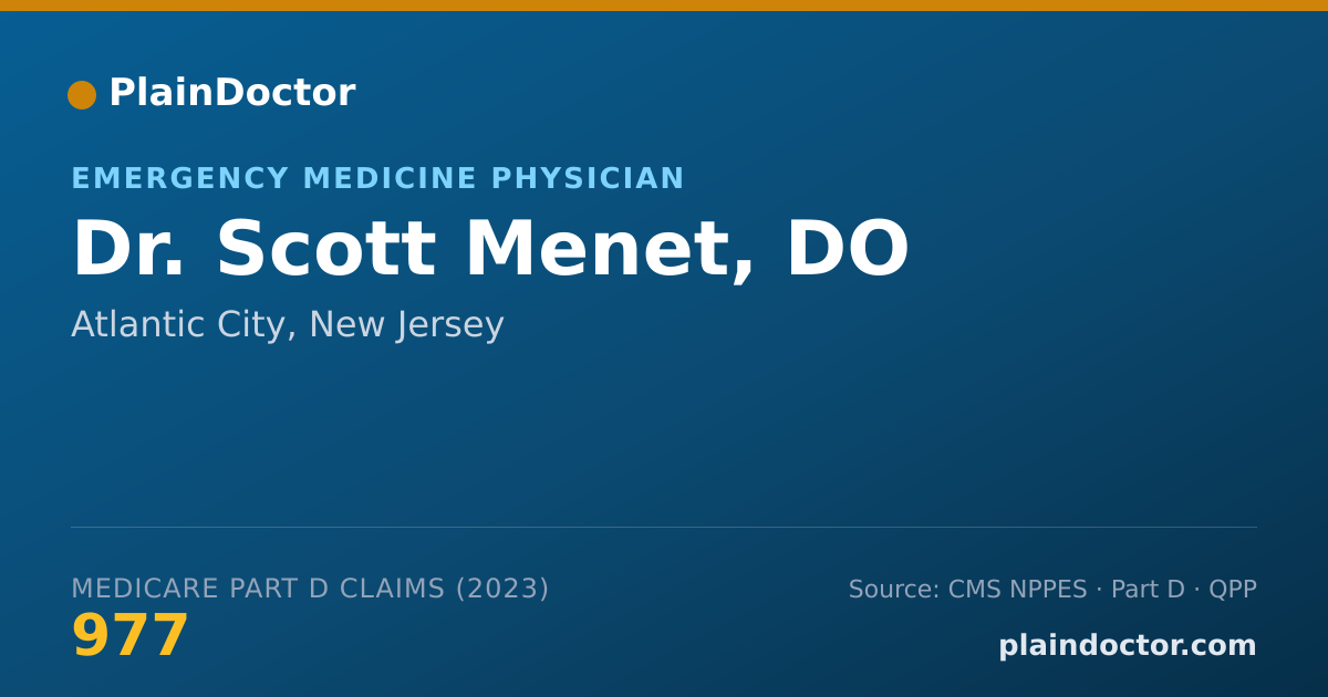 Shareable card for Scott Menet, DO - Emergency Medicine Physician, Atlantic City, NJ