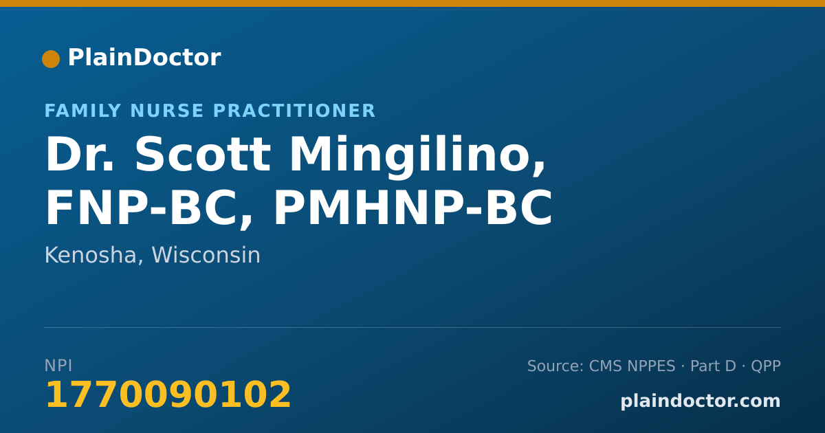 Shareable card for Scott Mingilino, FNP-BC, PMHNP-BC - Family Nurse Practitioner, Kenosha, WI