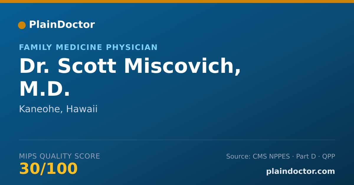 Shareable card for Scott Miscovich, M.D. - Family Medicine Physician, Kaneohe, HI