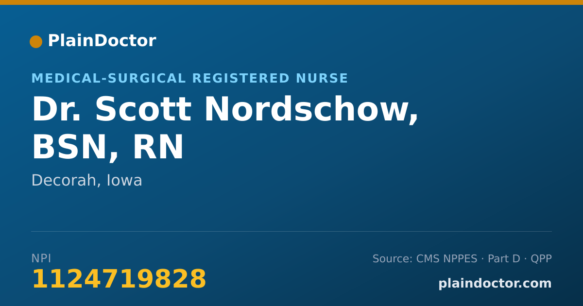 Shareable card for Scott Nordschow, BSN, RN - Medical-Surgical Registered Nurse, Decorah, IA
