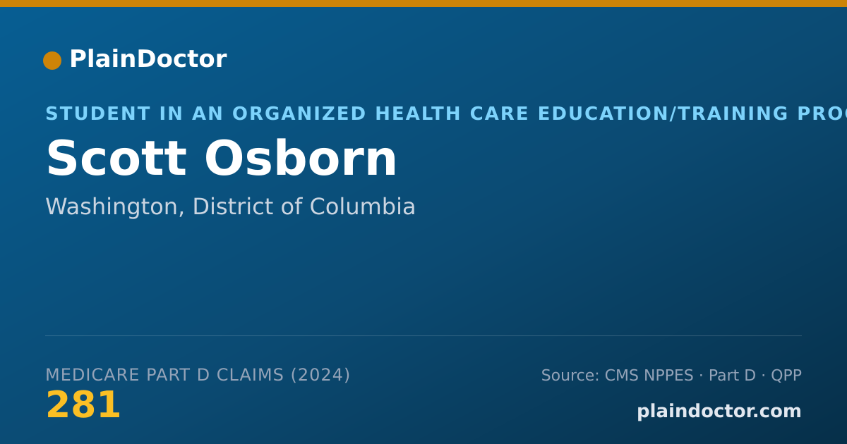 Shareable card for Scott Osborn - Student in an Organized Health Care Education/Training Program, Washington, DC