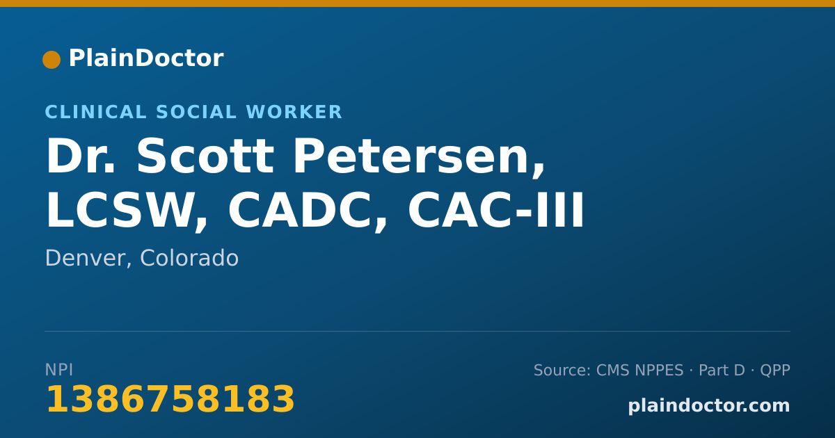 Shareable card for Scott Petersen, LCSW, CADC, CAC-III - Clinical Social Worker, Denver, CO