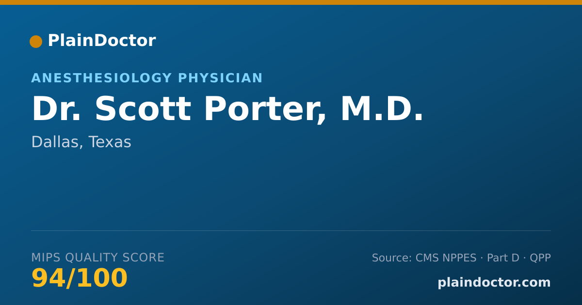 Shareable card for Scott Porter, M.D. - Anesthesiology Physician, Dallas, TX