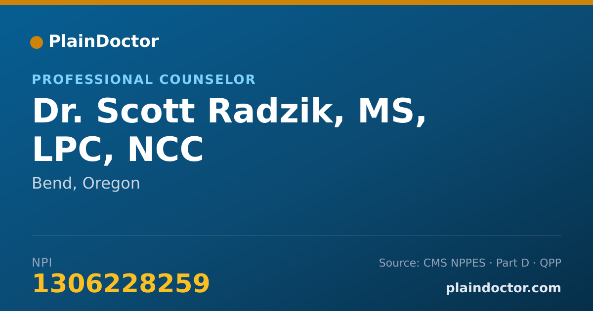 Shareable card for Scott Radzik, MS, LPC, NCC - Professional Counselor, Bend, OR