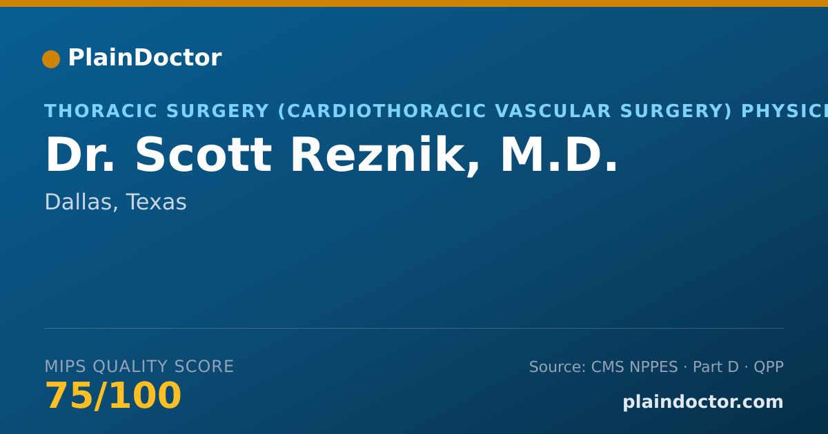 Shareable card for Scott Reznik, M.D. - Thoracic Surgery (Cardiothoracic Vascular Surgery) Physician, Dallas, TX