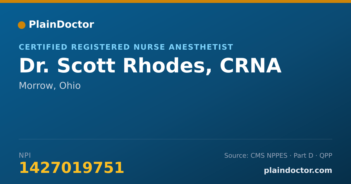 Shareable card for Scott Rhodes, CRNA - Certified Registered Nurse Anesthetist, Morrow, OH