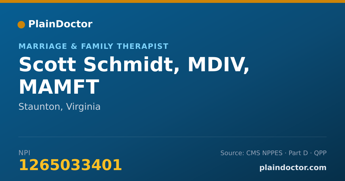 Shareable card for Scott Schmidt, MDIV, MAMFT - Marriage & Family Therapist, Staunton, VA