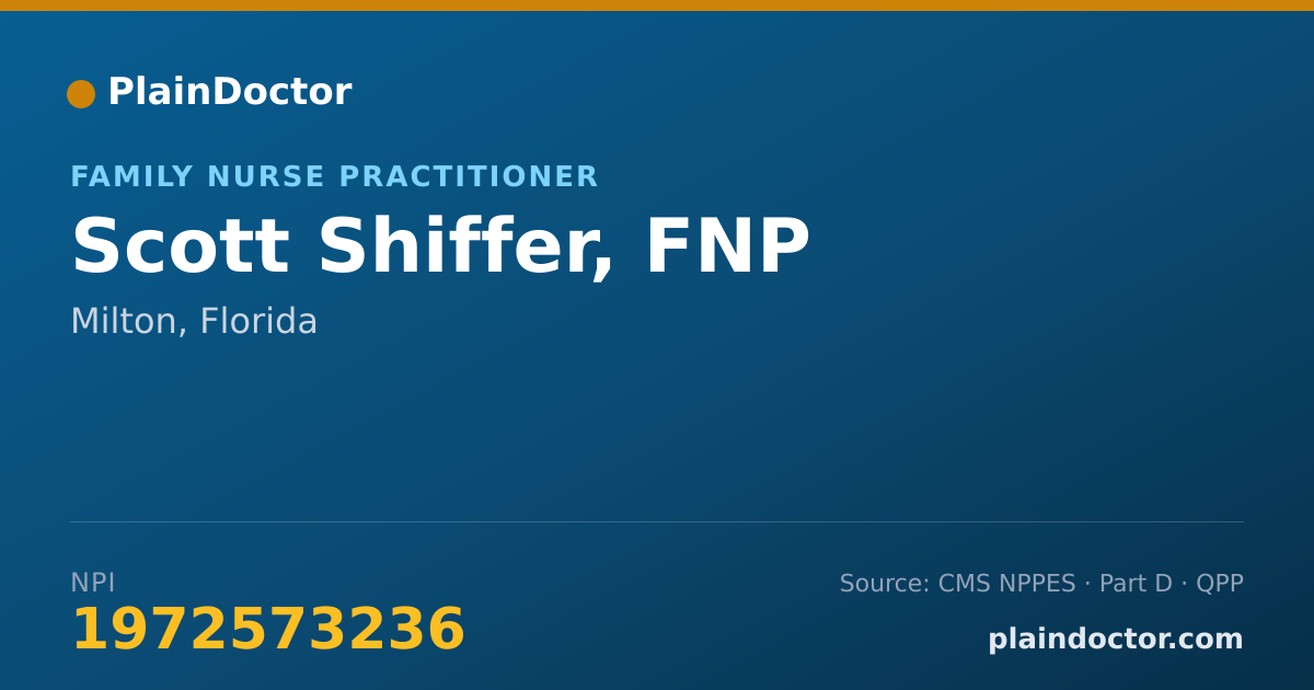 Shareable card for Scott Shiffer, FNP - Family Nurse Practitioner, Milton, FL