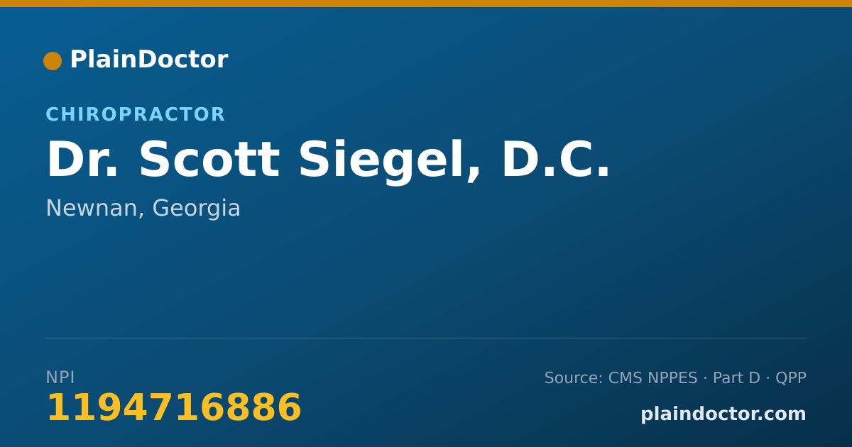 Shareable card for Scott Siegel, D.C. - Chiropractor, Newnan, GA
