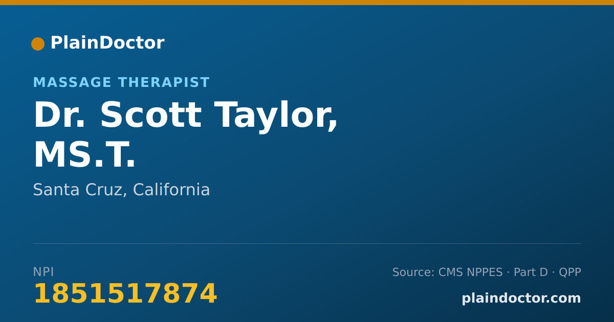 Shareable card for Scott Taylor, MS.T. - Massage Therapist, Santa Cruz, CA