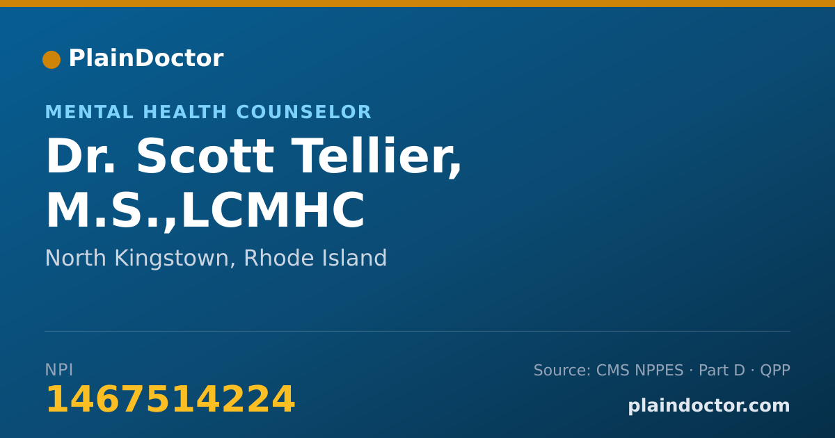 Shareable card for Scott Tellier, M.S.,LCMHC - Mental Health Counselor, North Kingstown, RI